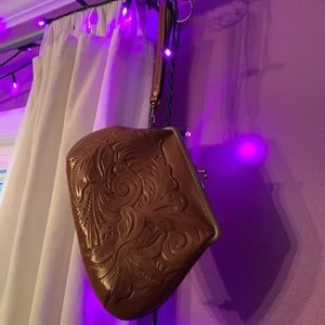 Patricia Nash embossed leather wristlet purse